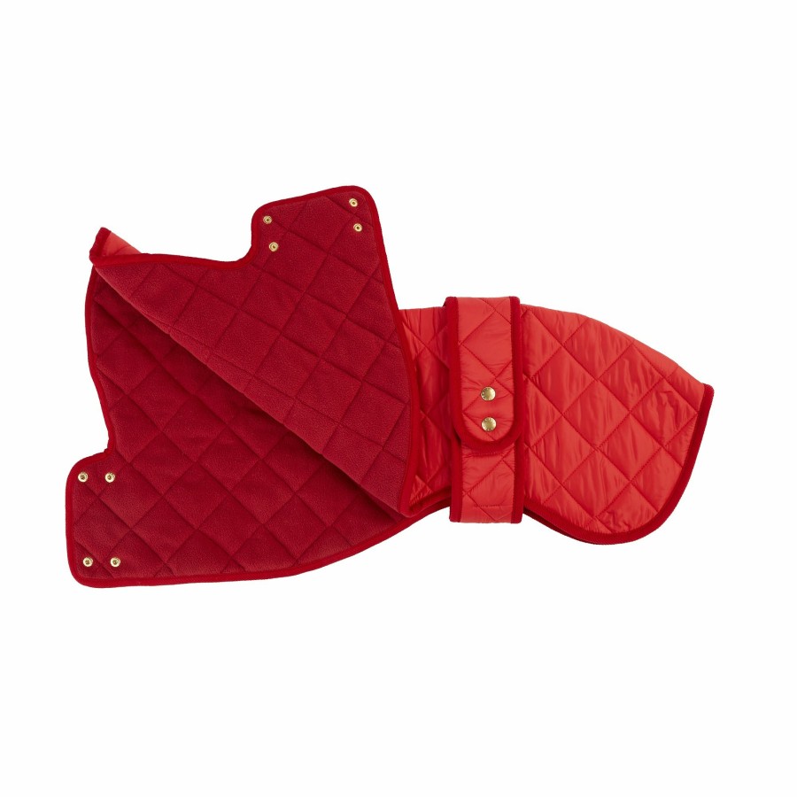 Coats LISH | Chigwell Quilted Luxury Red Dog Coat For Whippets