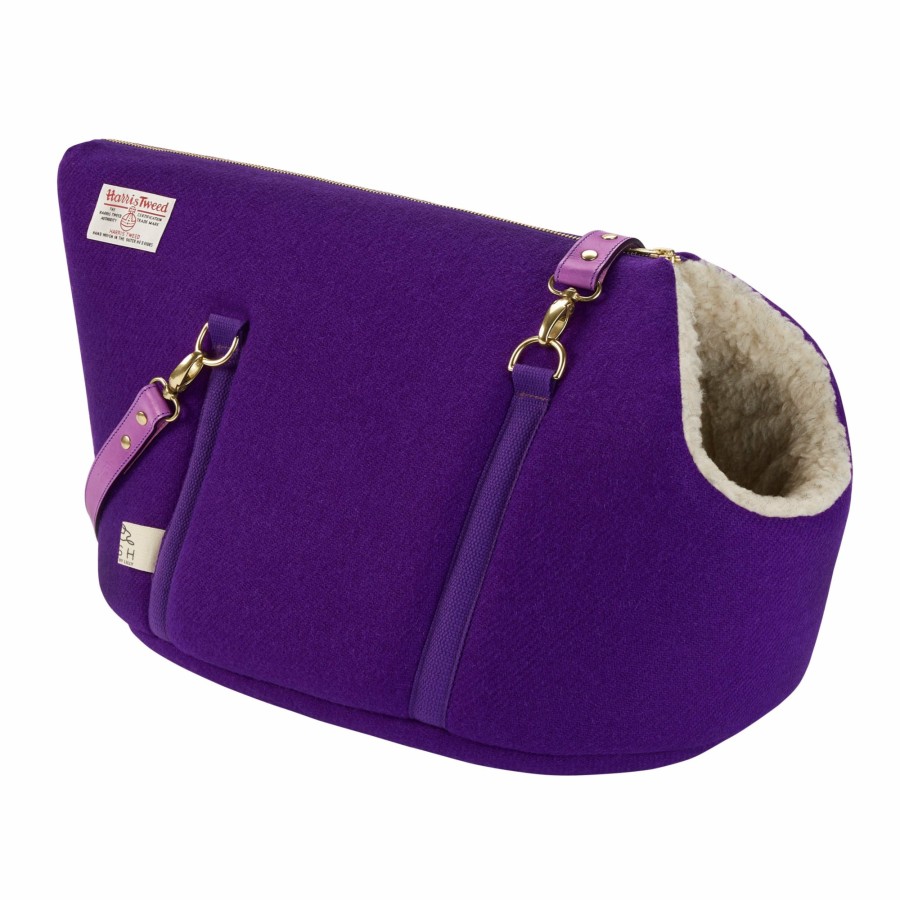 Carriers LISH | Ada Violet & Purple Harris Tweed Luxury Pet Carrier