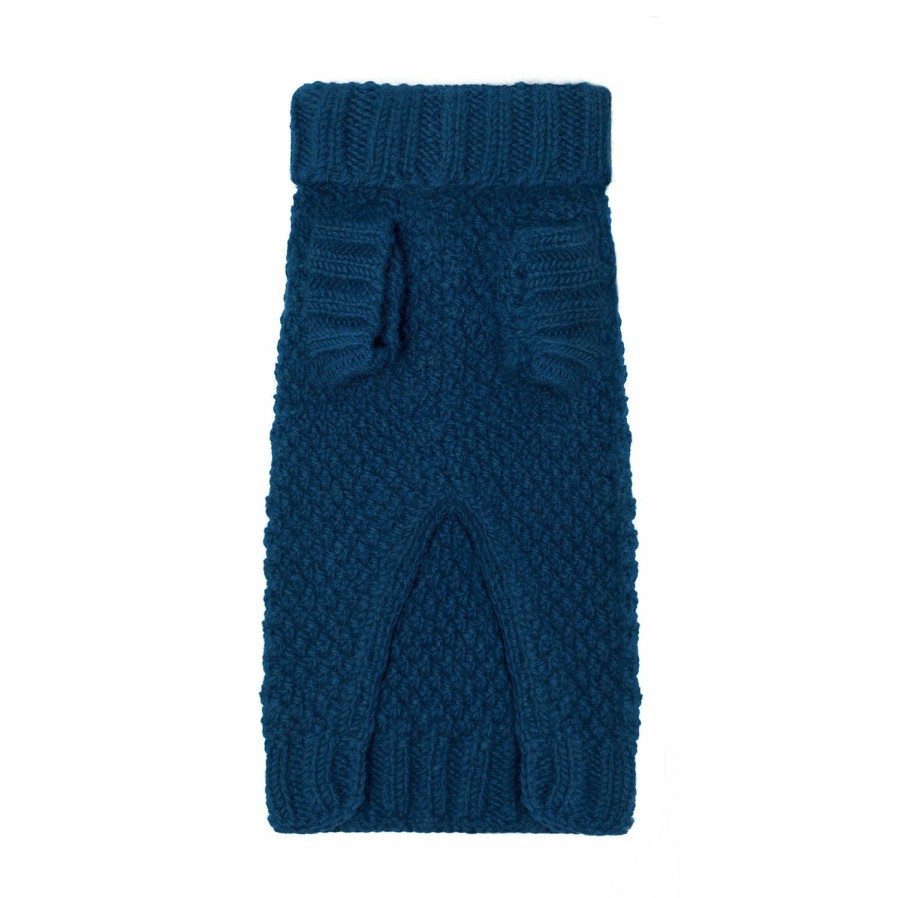 Sweaters LISH | Allen Bobble Navy Blue Hand Knitted Cruelty Free Wool Designer Dog Jumper