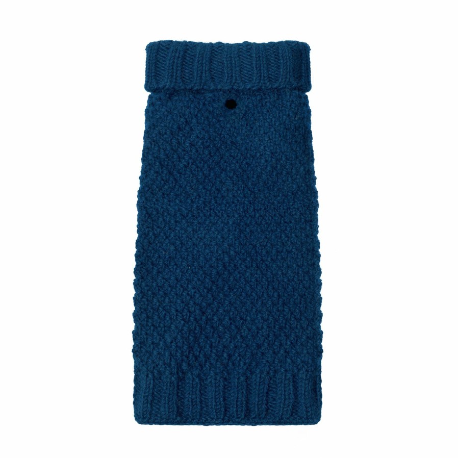 Sweaters LISH | Allen Bobble Navy Blue Hand Knitted Cruelty Free Wool Designer Dog Jumper