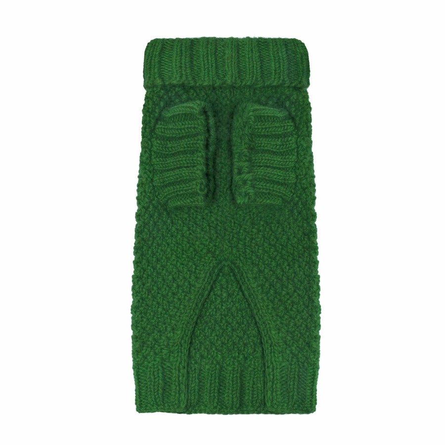 Sweaters LISH | Allen Bobble Pea Green Hand Knitted Designer Wool Dog Jumper