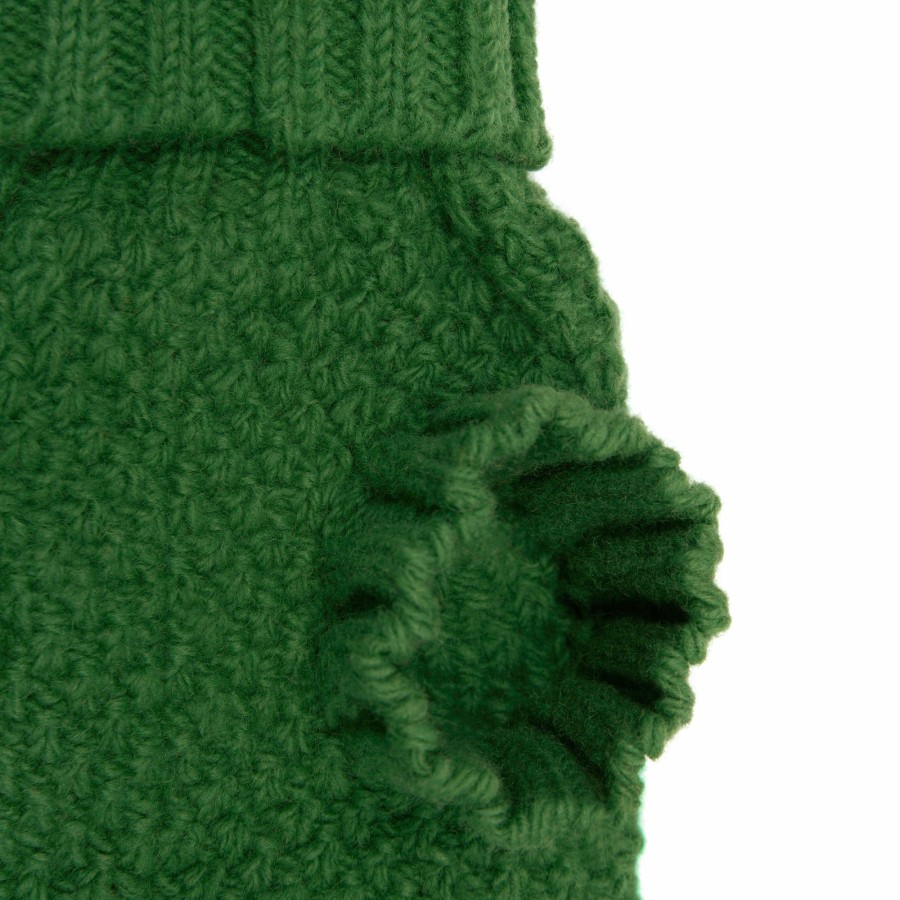 Sweaters LISH | Allen Bobble Pea Green Hand Knitted Designer Wool Dog Jumper