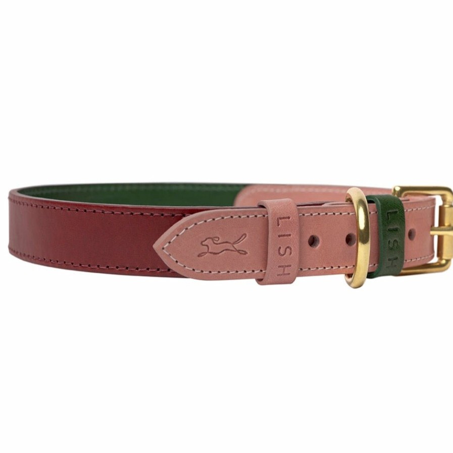 Collars LISH | Walter Pink Italian Leather Dog Collar