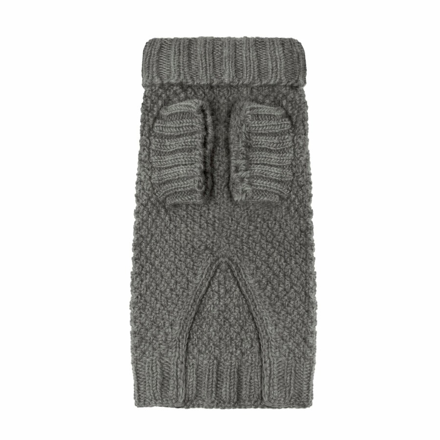 Sweaters LISH | Allen Bobble Grey Hand Knitted Designer Wool Dog Jumper