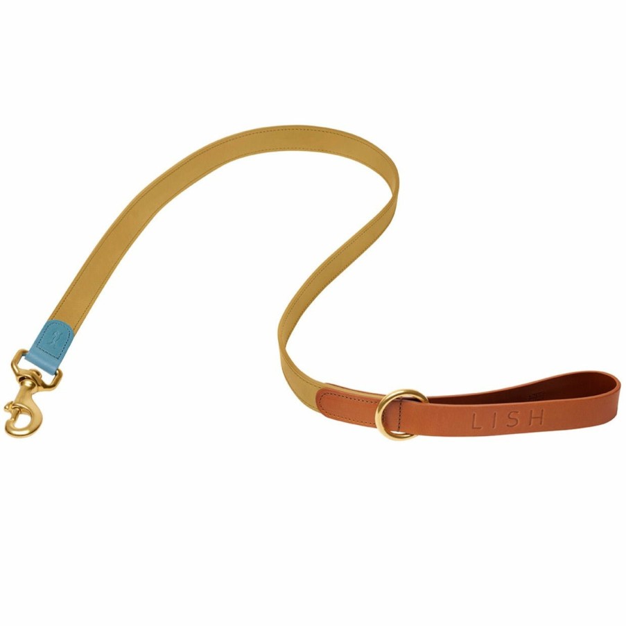 Leads LISH | Braithwaite Mustard Yellow Leather Designer Dog Lead