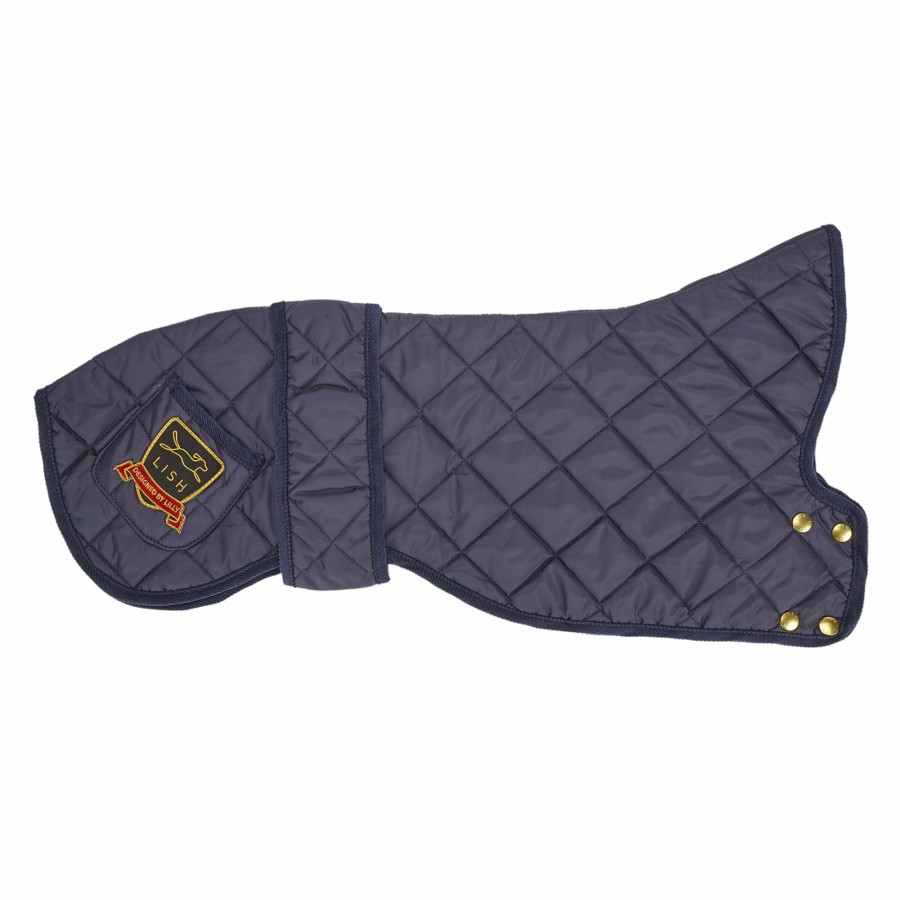 Coats LISH | Elwin Navy Sustainable Designer Whippet Dog Coat