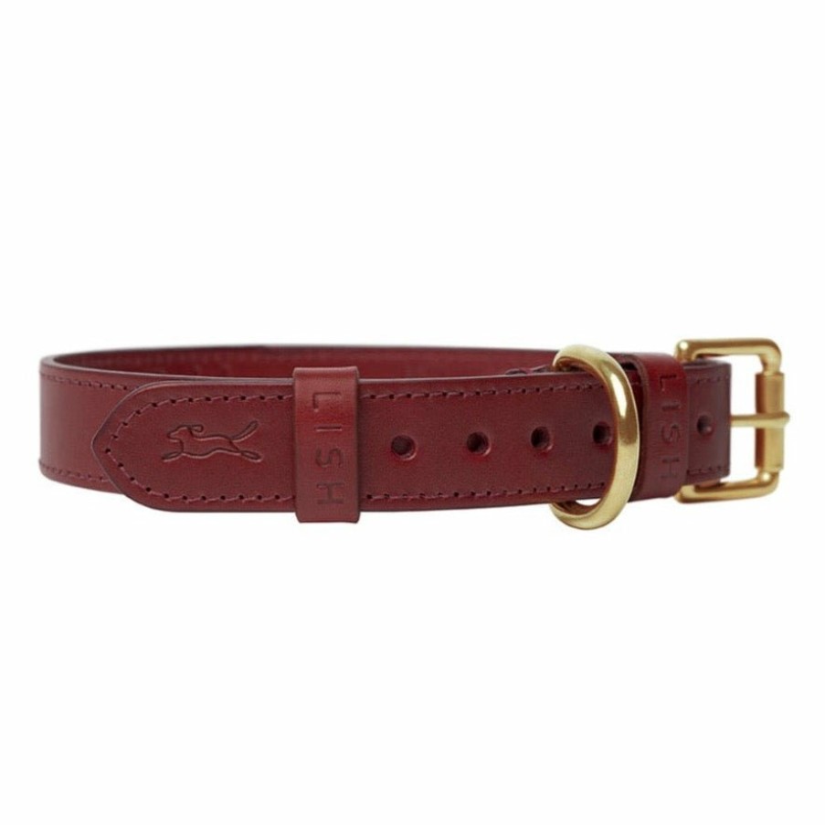 Collars LISH | Coopers Maple Red Luxury Leather Designer Dog Collar