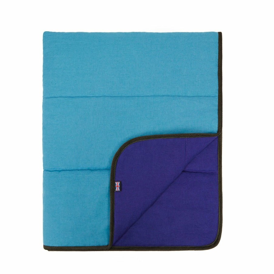 Blankets LISH | Padbury Linen Teal Blue & Blueberry Purple Luxury Quilted Reversible Dog Blanket