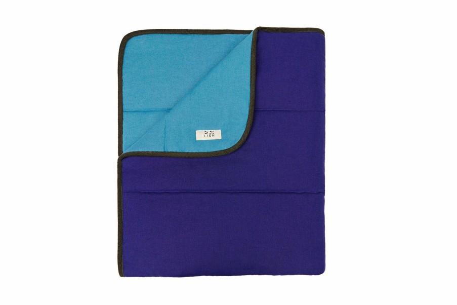 Blankets LISH | Padbury Linen Teal Blue & Blueberry Purple Luxury Quilted Reversible Dog Blanket