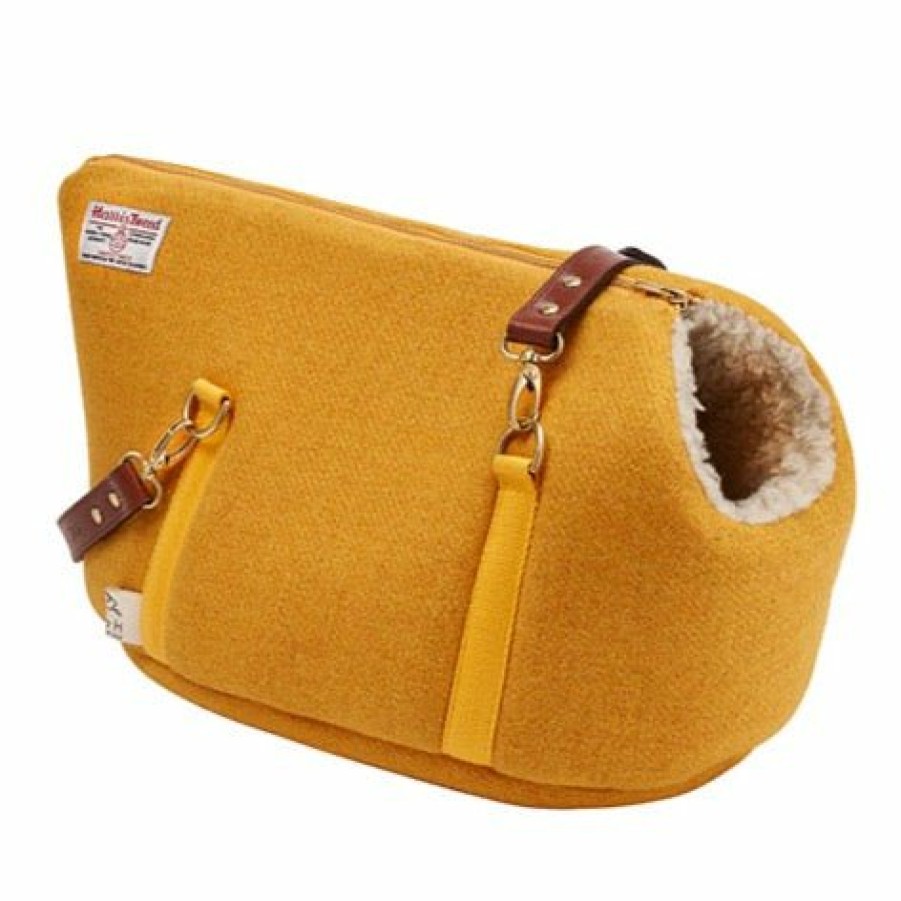 Carriers LISH | Bardsey Yellow Harris Tweed Luxury Pet Carrier And Travel Bed