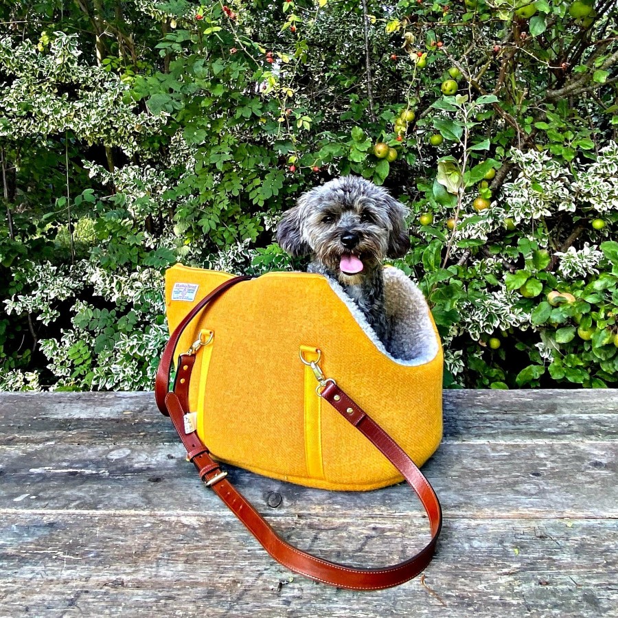 Carriers LISH | Bardsey Yellow Harris Tweed Luxury Pet Carrier And Travel Bed