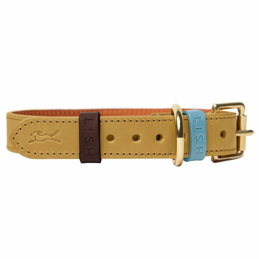 Collars LISH | Braithwaite Mustard Yellow Luxury Leather Designer Dog Collar