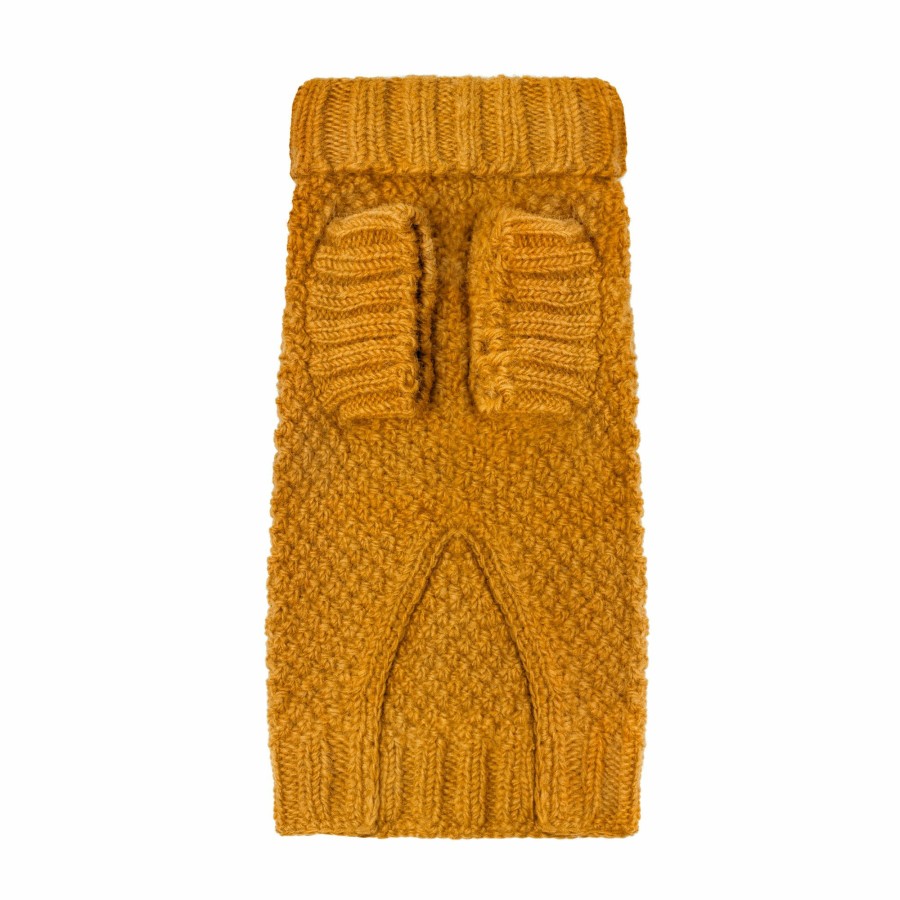 Sweaters LISH | Allen Bobble Mustard Yellow Hand Knitted Designer Wool Dog Jumper