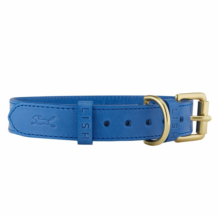 Collars LISH | Coopers Cobalt Blue Luxury Leather Designer Dog Collar