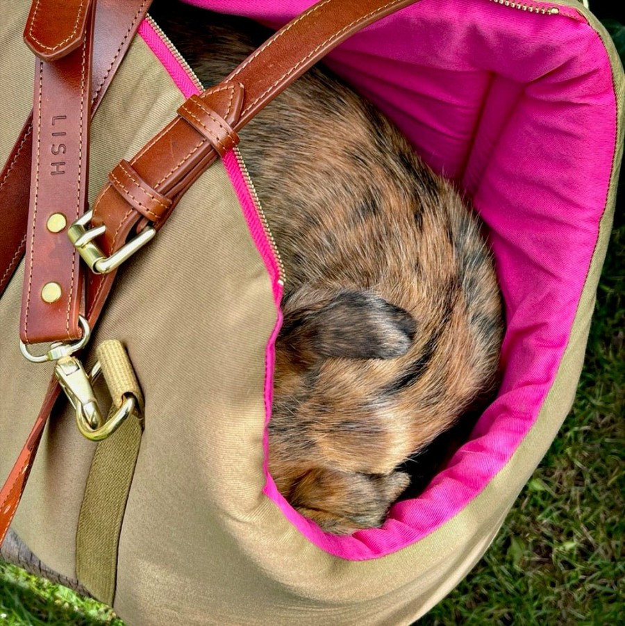 Carriers LISH | Winkley Pink & Camel Luxury Designer Pet Carrier And Travel Bed