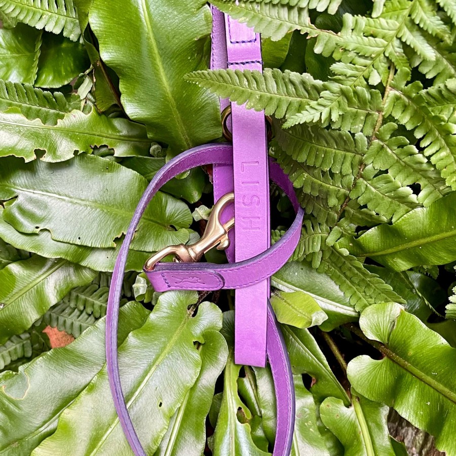 Leads LISH | Coopers Violet Italian Leather Dog Lead